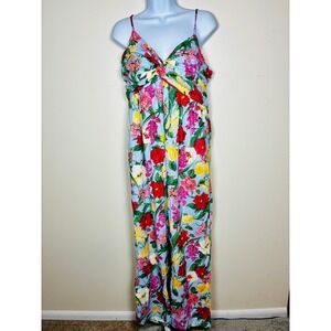 Old Navy Resortwear Linen Romper Size L Floral Roses Spring Break Beach